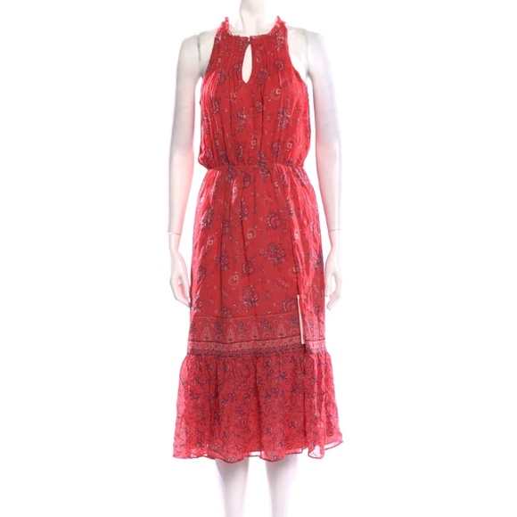 JOIE . Chara Dress NWOT size XS 100% SILK sleeveless  midi red paisley - Picture 2 of 7